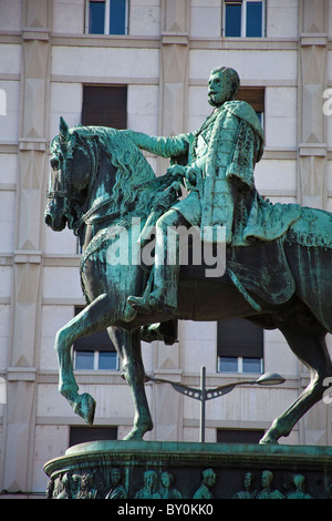 Monumento del duca Mihailo Obrenović III, principe di Serbia, scultura, equitazione Foto Stock