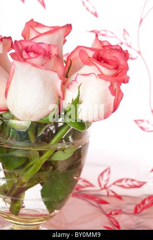 Bouquet di rose rosa in vaso Foto Stock