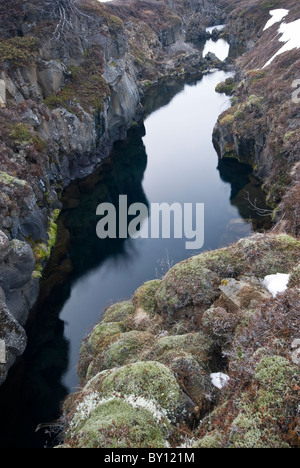 Vulcanica Nesgjá crack, Asbirgi, Akureyri, Islanda Foto Stock