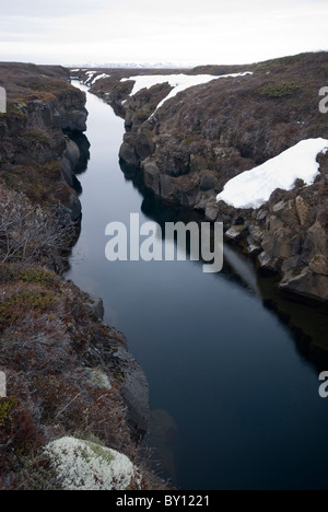 Vulcanica Nesgjá crack, Asbirgi, Akureyri, Islanda Foto Stock