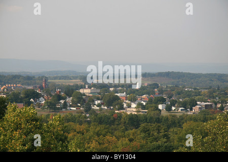 Vista sulla città di Gettysburg da Culps Hill, Pennsylvania, Stati Uniti. Foto Stock