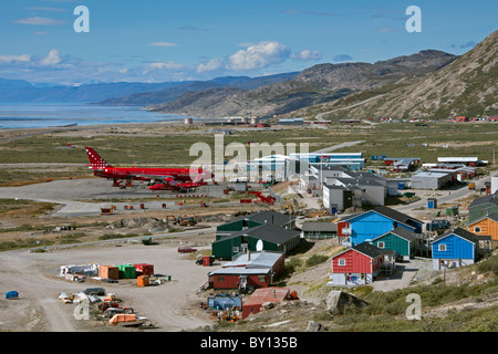 Aeroporto commerciale a Kangerlussuaq, Søndre Strømfjord, West-Greenland, Groenlandia Foto Stock