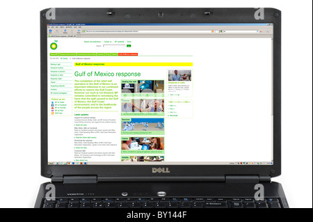 Il sito web di BP che delinea la risposta al Golfo del Messico fuoriuscita di petrolio nel 2010, REGNO UNITO Foto Stock