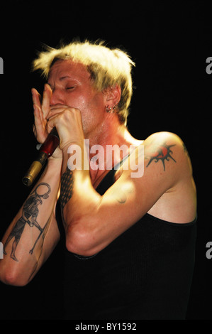 Harmonica player Jason Ricci al Bosuil, Weert Olanda, Dicembre 2009 Foto Stock