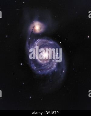 Immagine telescopica della galassia a spirale, Messier 51. Foto Stock