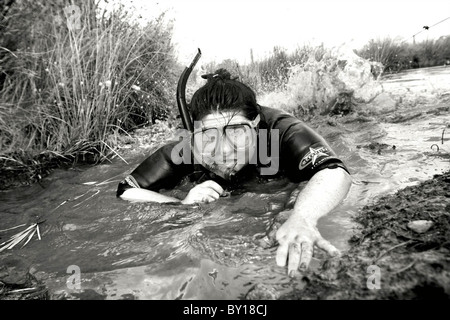 Il BOG Snorkeling Campionati del Mondo, Llanwrtyd Wells, metà del Galles. Foto Stock