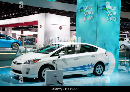 Detroit, Michigan - La Toyota Prius Plug-in hybrid sul display al North American International Auto Show. Foto Stock