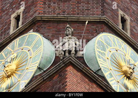 I dettagli di architettura di Wroclaw City Hall. Bassa Slesia, Polonia. Foto Stock
