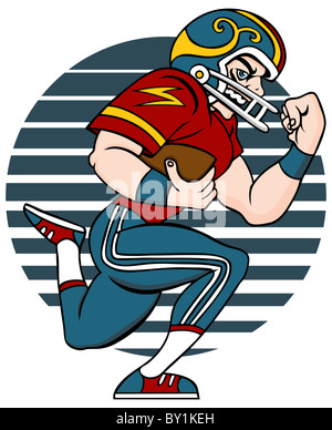 Cartoon di un giocatore di football isolato su uno sfondo bianco. Foto Stock