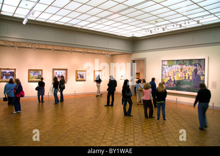 Una domenica pomeriggio sull'isola della Grande Jatte di Georges Seurat visualizzato all Istituto d Arte di Chicago, Illinois, Stati Uniti d'America. Foto Stock