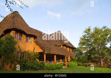 Kenya, Laikipia, Lewa Downs. La casa principale a percorsi selvaggi, un lusso safari lodge gestito e di proprietà di volontà e di Emma Craig. Foto Stock