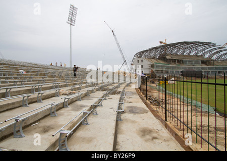 Mahinda Rajapakse International Cricket Stadium a Sooriyawewa, Hambantota, ICC World Cup foto scattata il 10 Gen 2010. Foto Stock