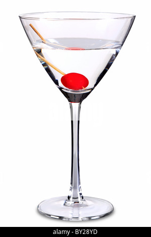 Foto di un dolce martini cocktail in vetro, isolato su uno sfondo bianco con percorso di clipping. Foto Stock