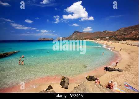Falassarna (o 'Falasarna') spiaggia a nord-ovest di Creta in Hania prefettura, Grecia Foto Stock