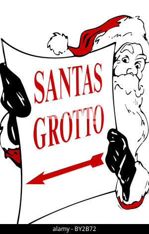 Babbo Natale grotta segno natale su sfondo bianco Foto Stock