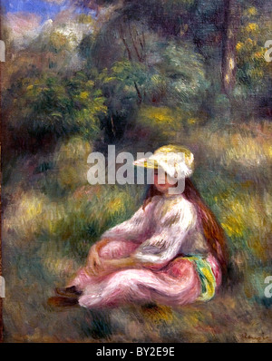 Jeune fille en rose dans un paysage - Ragazza in un paesaggio rosa 1903 Pierre Auguste Renoir 1841-1919 impressionista francese Francia Foto Stock