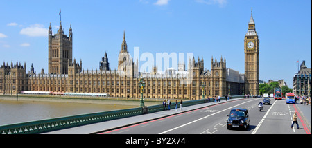 La Casa del Parlamento, il Big Ben e Westminster Bridge Foto Stock