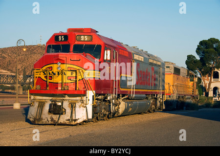 Elk248-X010 California, Barstow, Railroad Depot Museum, diesel Santa Fe locomotore Foto Stock