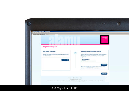 Accesso a Internet Banking sul Northern Rock sito web, REGNO UNITO Foto Stock