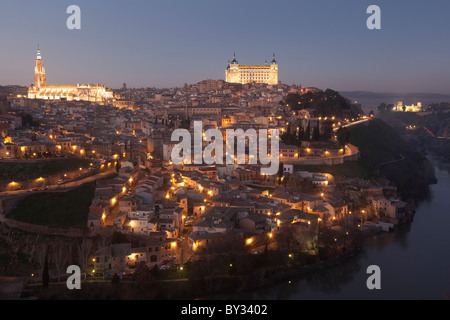 Panoramica di Toledo, Castilla la Mancha, in Spagna Foto Stock