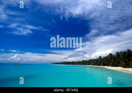 Ancoraggio sicuro in direzione Isola, Cocos Keeling atoll, Oceano Indiano Foto Stock