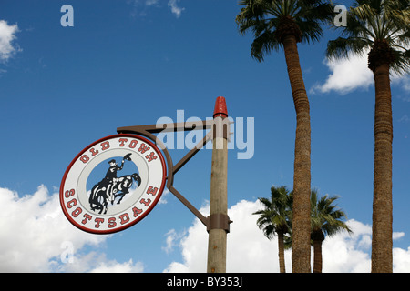 La Città Vecchia di Scottsdale segno, Arizona. Foto Stock