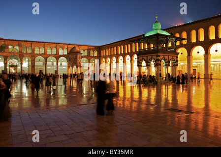 Grande Moschea Umayyad, Damasco, Siria di notte Foto Stock