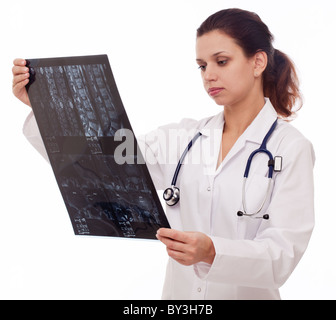 Medico è guardando l'immagine di sezione. Foto Stock