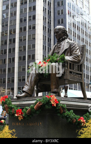 Statua di Horace Greeley in New York Harold Square, 2010 Foto Stock