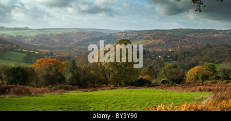 Vista su tutta la valle di WYE dal vicino HEWSFIELD COMUNE IN AUTUNNO Foto Stock