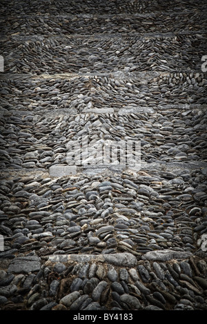 Primo piano immagine di pietra antica scala Foto Stock