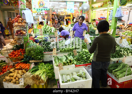 Mercato di frutta e verdura in Hong Kong Foto Stock