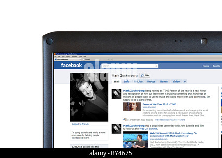 Mark Zuckerberg (fondatore di Facebook) pagina su Facebook il sito di social networking Foto Stock