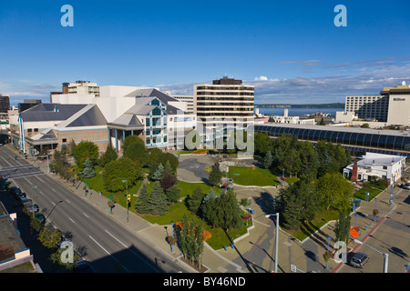 Alaska centro per le Arti dello spettacolo e un parco nel centro cittadino di Anchorage in Alaska Foto Stock