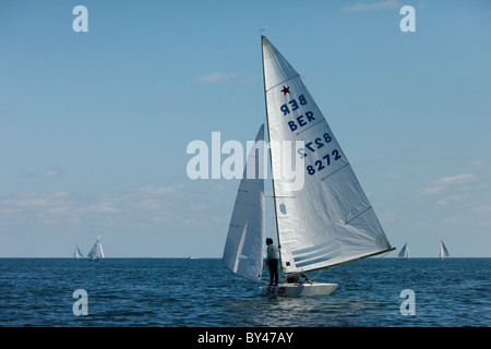 International Star Class Yacht racing durante la Bacardi Cup 2009 Biscayne Bay Florida Foto Stock