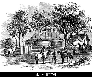Il 26 aprile 1865, Confederati generale Johnston e il generale dell'Unione concedere il TEM a casa di James Bennett (nella foto qui). Foto Stock