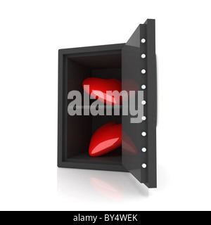 Cuori in una cassetta di sicurezza Foto Stock