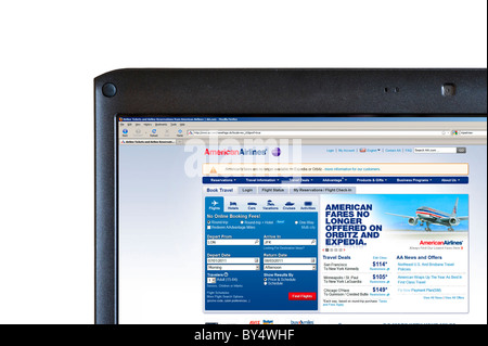 La prenotazione di un volo su American Airlines sito web, STATI UNITI D'AMERICA Foto Stock