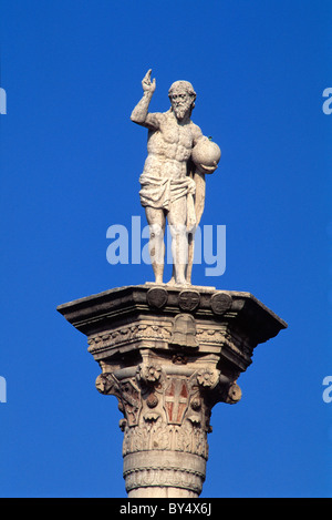 Pilastro, Piazza dei Signorie, Vicenza, Veneto; Italia, Patrimonio Mondiale Foto Stock