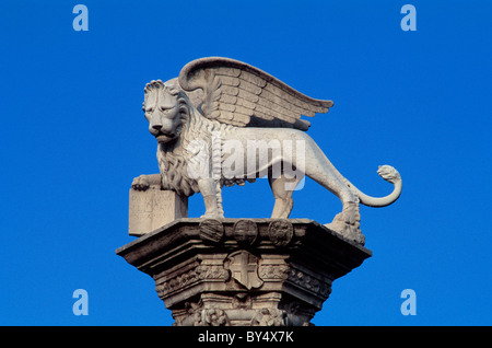 Pilastro, Piazza dei Signorie, Vicenza, Veneto; Italia, Patrimonio Mondiale Foto Stock