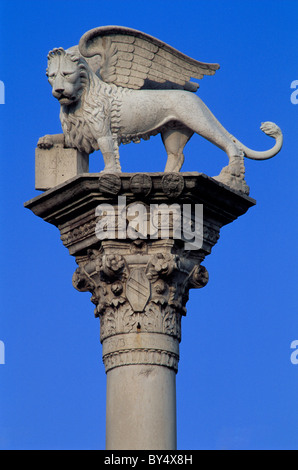 Pilastro, Piazza dei Signorie, Vicenza, Veneto; Italia, Patrimonio Mondiale Foto Stock