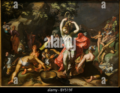 Mosè che colpisce la roccia, 1596, da Abramo Bloemaert Foto Stock