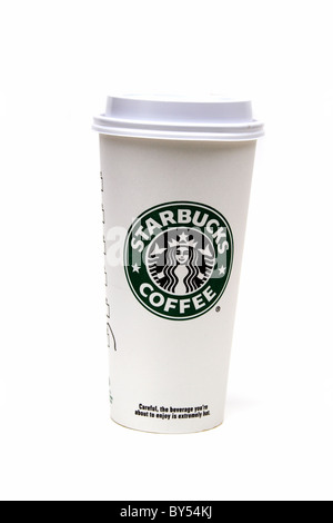 Starbucks Coffee Cup isolati su sfondo bianco Foto Stock