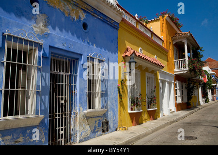 Bella strada a Cartagena, Colombia Foto Stock