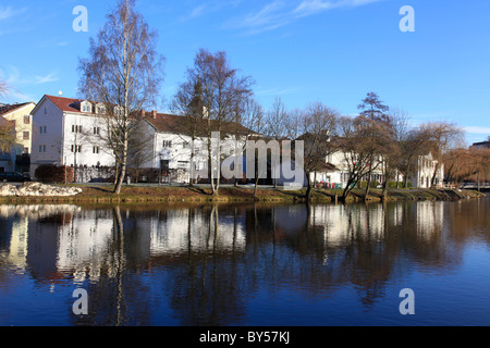 Villaggio Regen presso il fiume Regen, Bassa Baviera, Foresta Bavarese, in Germania, in Europa. Foto di Willy Matheisl Foto Stock