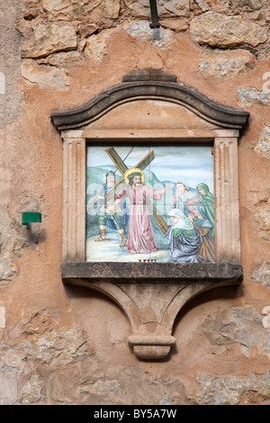 Le stazioni della croce in Deia, Mallorca, Spagna Foto Stock