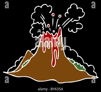 Una immagine di una esplosione di Vulcano su uno sfondo nero. Foto Stock