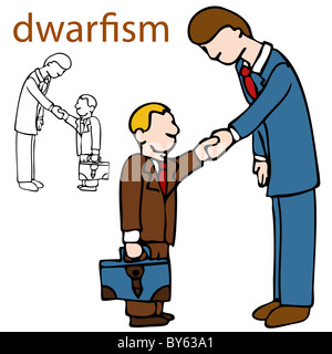 Una immagine di una persona poco stringe la mano ad un uomo più alti. Foto Stock