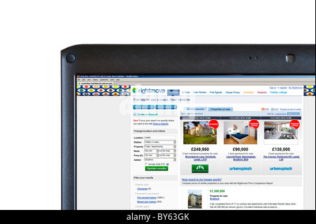 Cercando di acquistare un appartamento online con il sito web Rightmove, REGNO UNITO Foto Stock