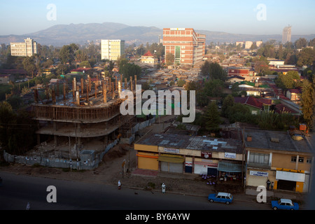 Alba luce su Addis Abeba la periferia sud Foto Stock